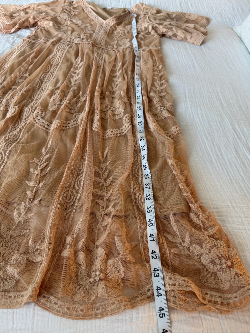 Bella Ella Boho Lace Midi Dress in Nude Blush - Picture 7 of 11